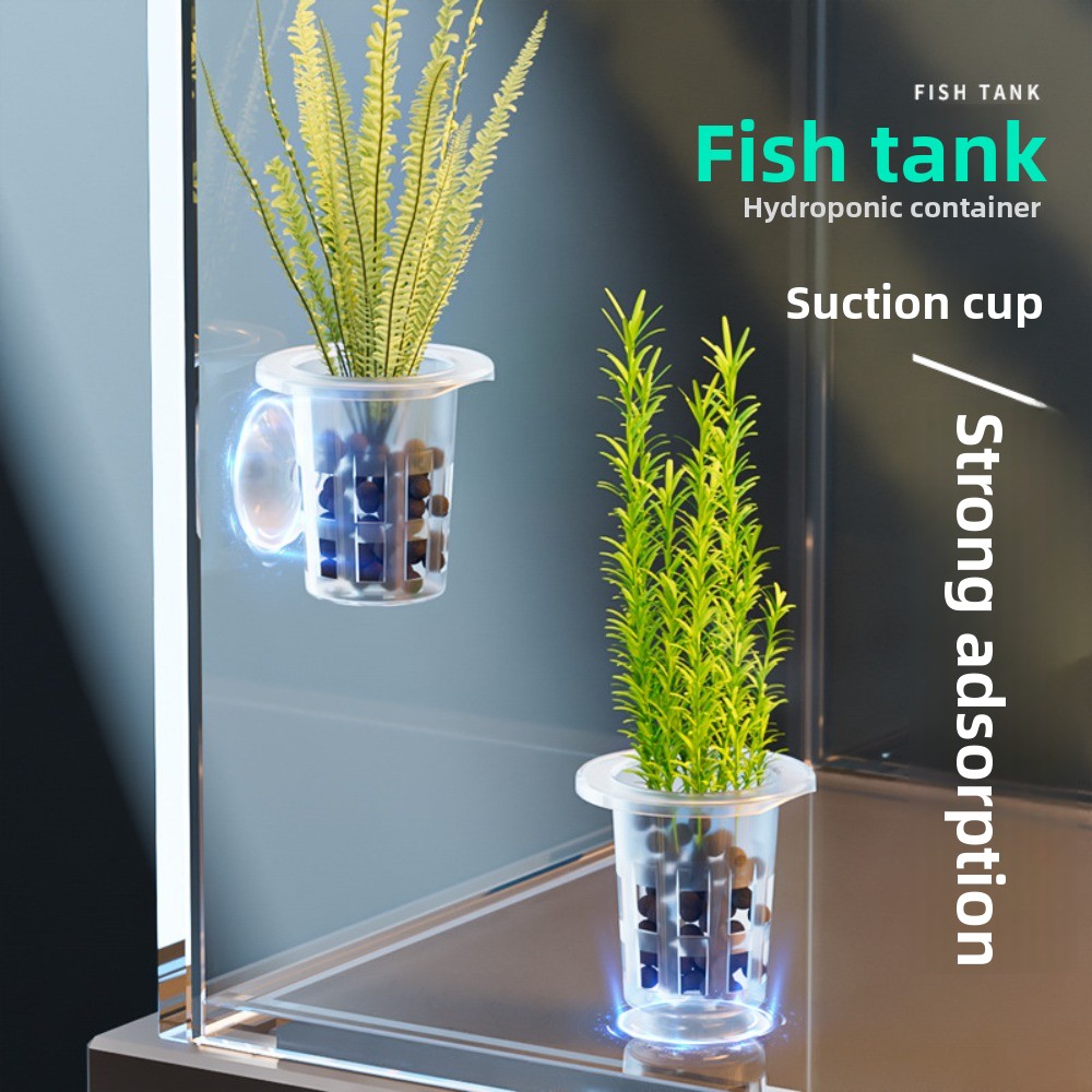 Aquarium Fish Hideout - 10 Stück Transparente Hydrokultur-Pflanzentöpfe aus Kunststoff