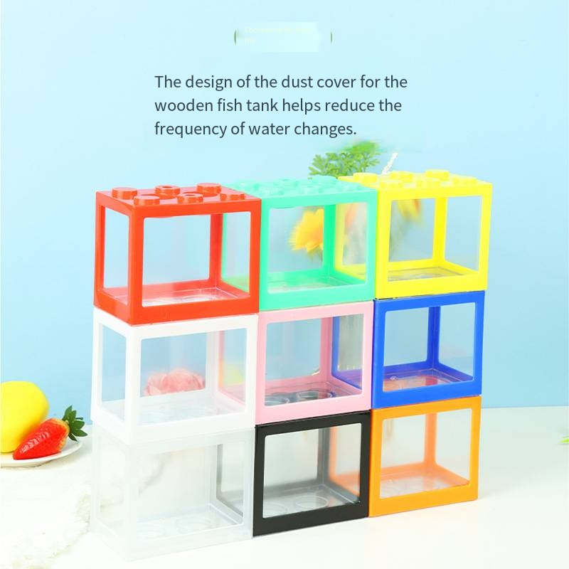 Aquarium Fish Pot - Neuartiges Blockförmiges Mini-Aquarium, Tischgoldfischbecken, Kleine Fischschale