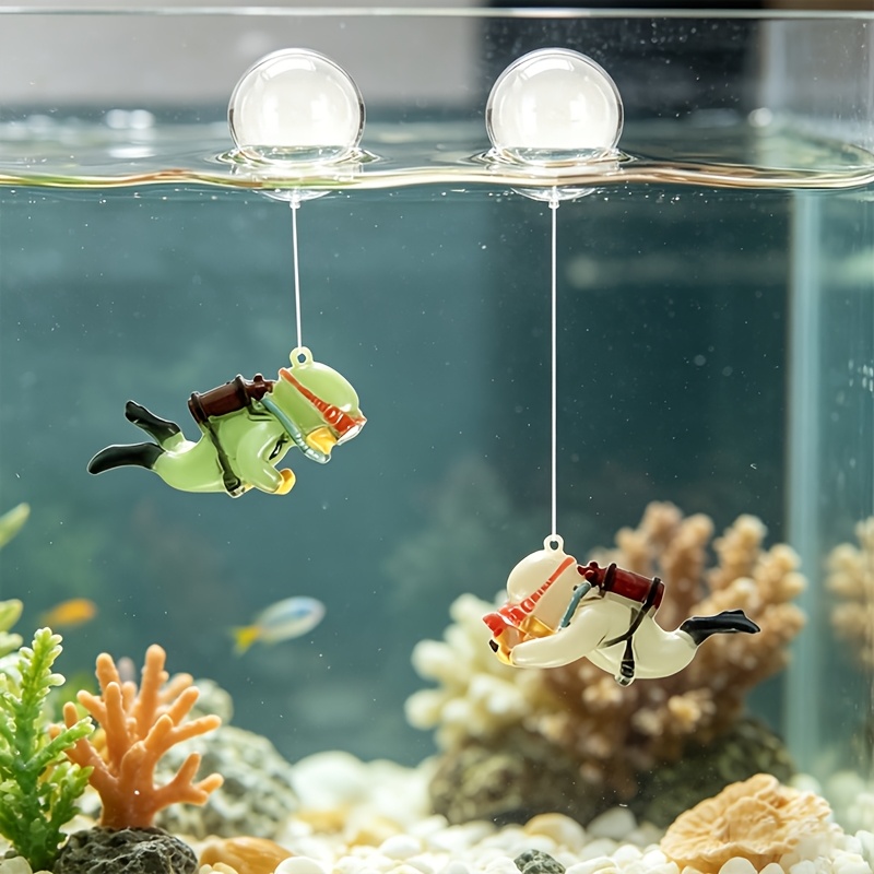 Aquarium Fish Enrichment - Aquarium-Dekoration Harz-Landschaftsgestaltung Kleine Ornamente Mini-Taucher Leuchtende