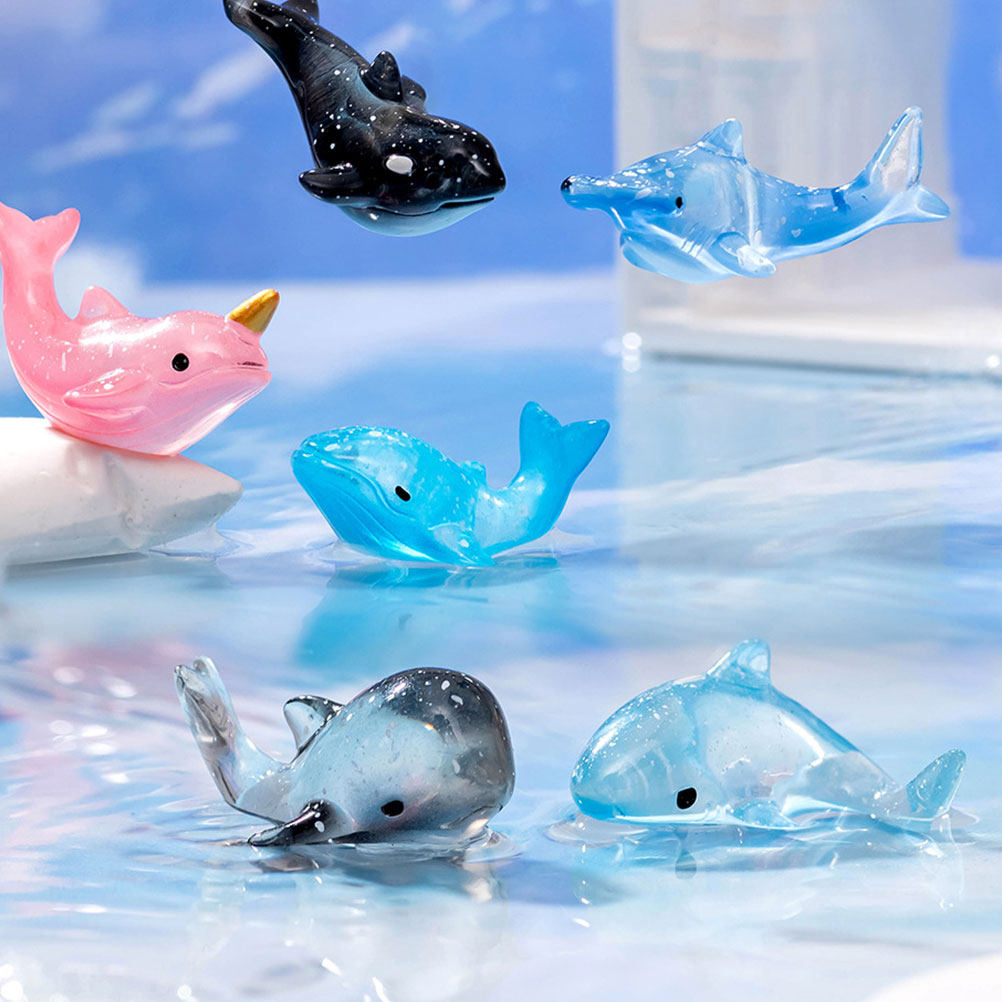 Aquarium Fish Shark - 6 Stück Meerestier-Figuren aus Harz, Miniatur-Walhai-Statuen,