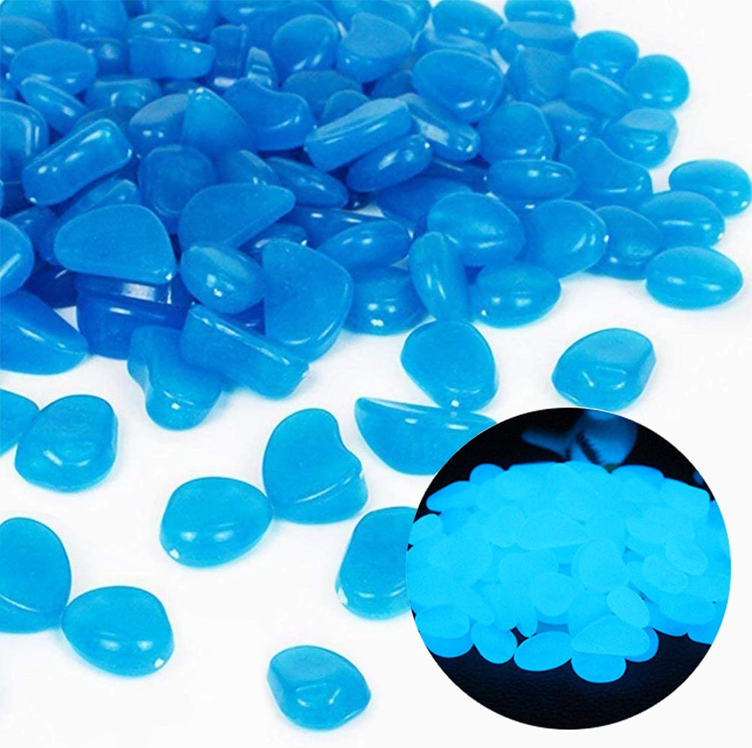 Aquarium Fish Pot - Aquarium-Felsen leuchten blaue Kieselsteine für Garten,